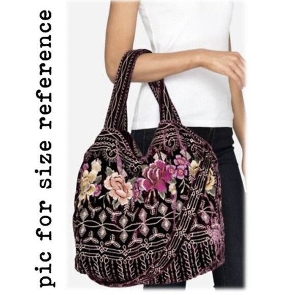 Johnny Was Embroidered Velvet Floral Tote Bag EUC - Picture 7 of 11